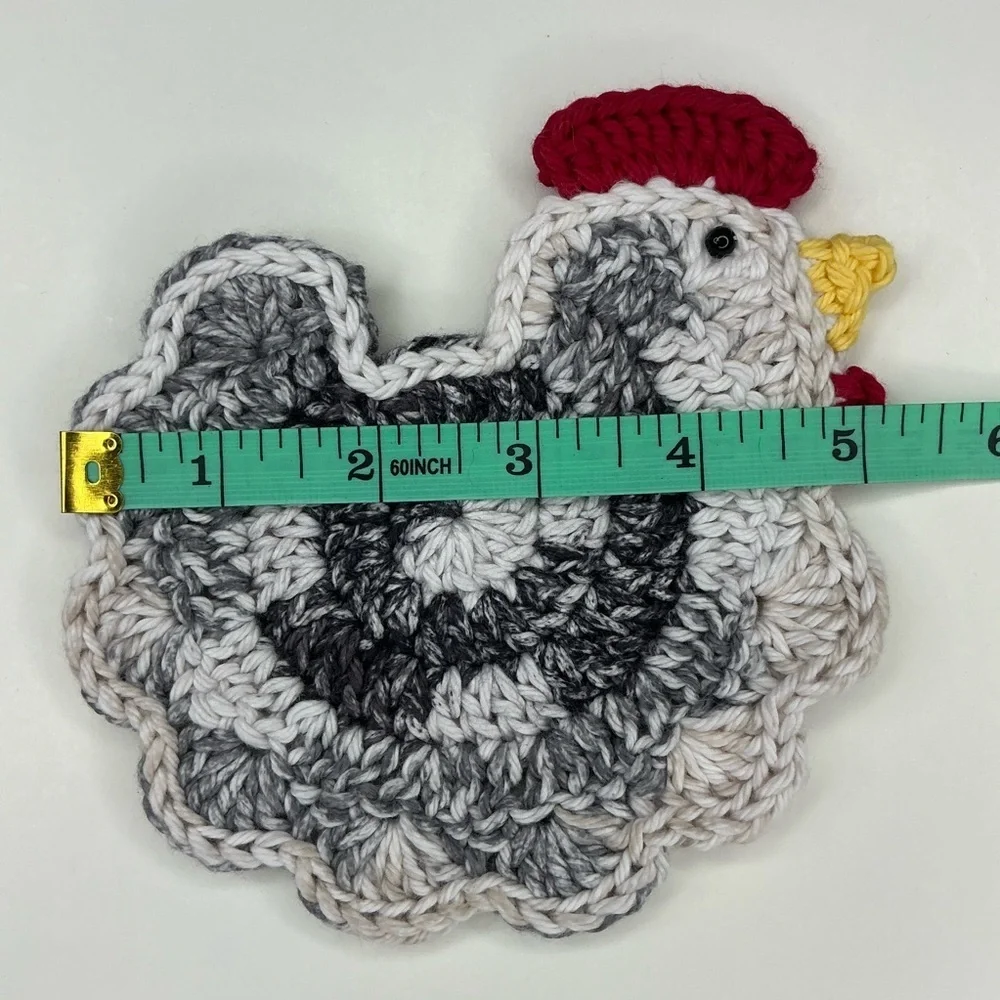 Chicken Cup Mug Coasters Set of‎ 4 Handcrafted Crochet by Seller Cotton